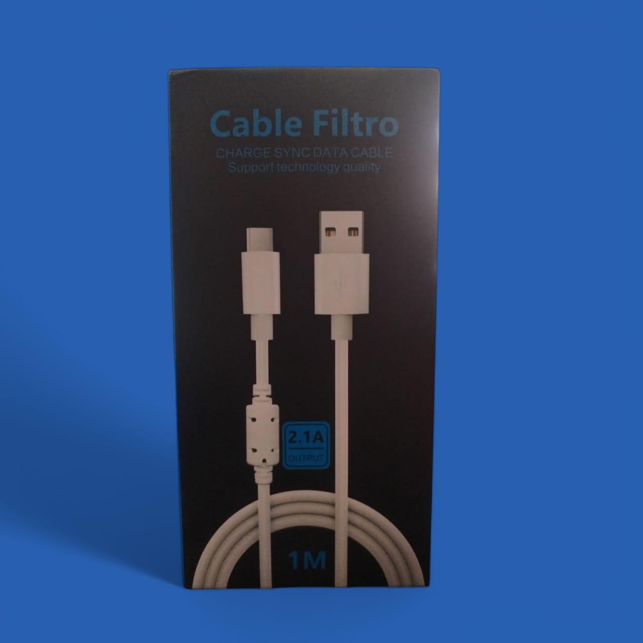 Cable con filtro 2.1A V8 de 1 Mt